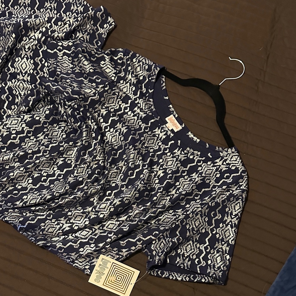 LuLaRoe Navy and White Simmering High Low Dress